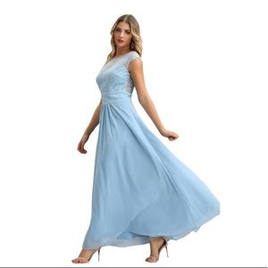 Dress cocktail fashion blue bridesmaid prom gown party